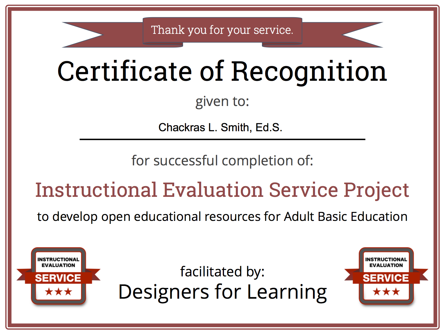 Designer for Learning Certificate